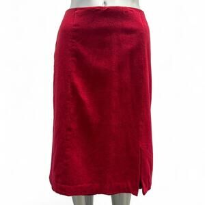 red wool pencil skirt